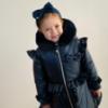 Picture of PRE ORDER Caramelo Kids Girls Fur Trim Hooded Peplum Coat - Navy