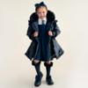 Picture of PRE ORDER Caramelo Kids Girls Fur Trim Hooded Peplum Coat - Navy