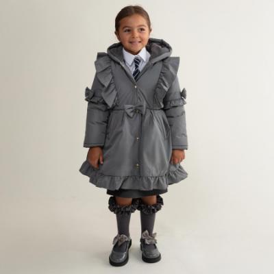Picture of PRE ORDER Caramelo Kids Girls Frill Detail Skirted Coat - Grey