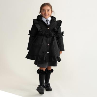 Picture of PRE ORDER Caramelo Kids Girls Frill Detail Skirted Coat - Black