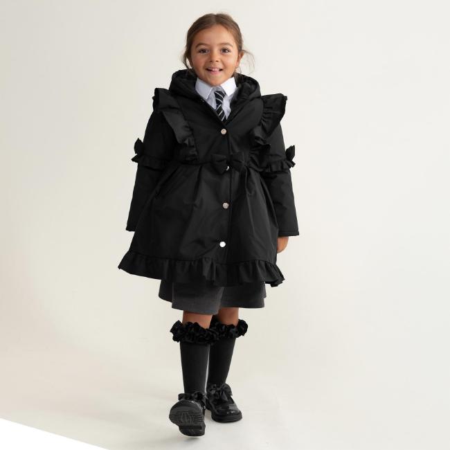 Picture of PRE ORDER Caramelo Kids Girls Frill Detail Skirted Coat - Black
