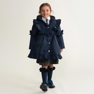 Picture of PRE ORDER Caramelo Kids Girls Frill Detail Skirted Coat - Navy