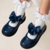 Picture of PRE ORDER Caramelo Kids Girls Satin Bow Mary Jane School Shoes - Navy