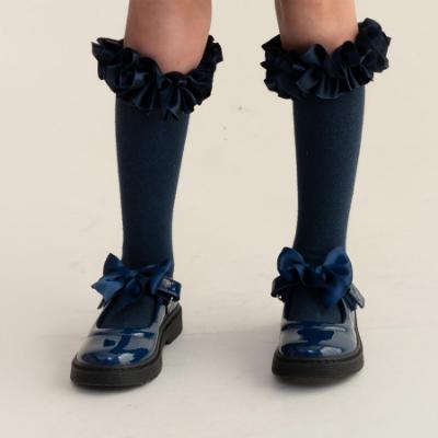 Picture of PRE ORDER Caramelo Kids Girls Satin Bow Mary Jane School Shoes - Navy