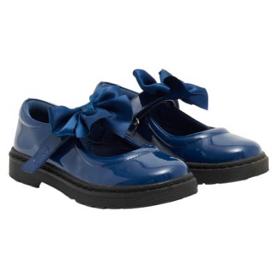 Picture of PRE ORDER Caramelo Kids Girls Satin Bow Mary Jane School Shoes - Navy