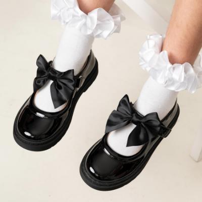 Picture of PRE ORDER Caramelo Kids Girls Satin Bow Mary Jane School Shoes - Black