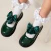 Picture of PRE ORDER Caramelo Kids Girls Satin Bow Mary Jane School Shoes - Bottle Green