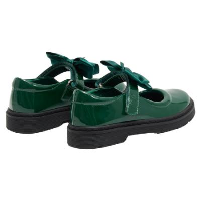 Picture of PRE ORDER Caramelo Kids Girls Satin Bow Mary Jane School Shoes - Bottle Green