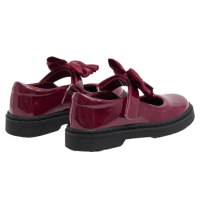 Picture of PRE ORDER Caramelo Kids Girls Satin Bow Mary Jane School Shoes - Maroon Burgundy