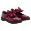 Picture of Caramelo Kids Girls Satin Bow Mary Jane School Shoes - Maroon Burgundy