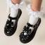 Picture of Caramelo Kids Girls Easy On Double Bow T Bar School Shoes - Black