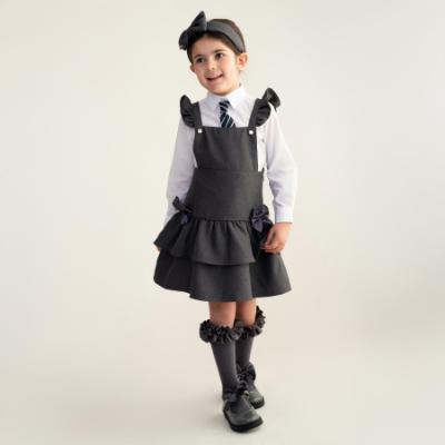 Picture of PRE ORDER Caramelo Kids Girls Ra-Ra Frill School Pinafore - Grey