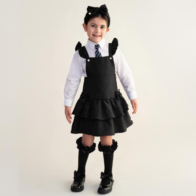 Picture of PRE ORDER Caramelo Kids Girls Ra-Ra Frill School Pinafore - Black