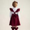 Picture of PRE ORDER Caramelo Kids Girls Frill School Pinafore With Bows - Maroon Burgundy