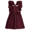 Picture of PRE ORDER Caramelo Kids Girls Frill School Pinafore With Bows - Maroon Burgundy
