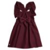 Picture of PRE ORDER Caramelo Kids Girls Frill School Pinafore With Bows - Maroon Burgundy