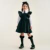 Picture of PRE ORDER Caramelo Kids Girls Frill School Pinafore With Bows - Bottle Green