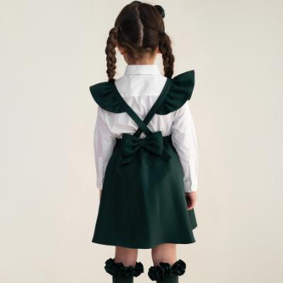 Picture of PRE ORDER Caramelo Kids Girls Frill School Pinafore With Bows - Bottle Green