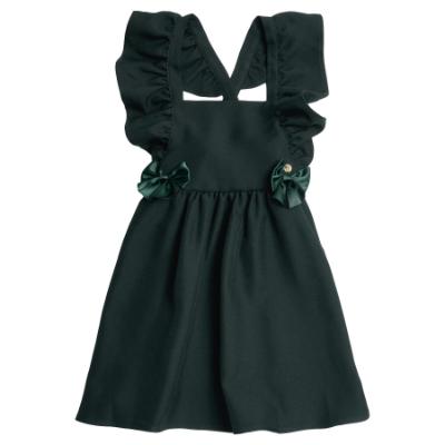 Picture of PRE ORDER Caramelo Kids Girls Frill School Pinafore With Bows - Bottle Green