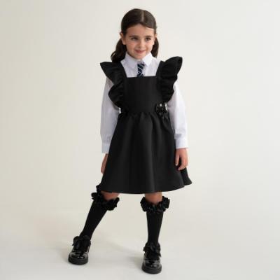 Picture of PRE ORDER Caramelo Kids Girls Frill School Pinafore With Bows - Black