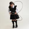 Picture of PRE ORDER Caramelo Kids Girls Frill School Pinafore With Bows - Black