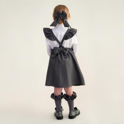 Picture of PRE ORDER Caramelo Kids Girls Frill School Pinafore With Bows - Grey