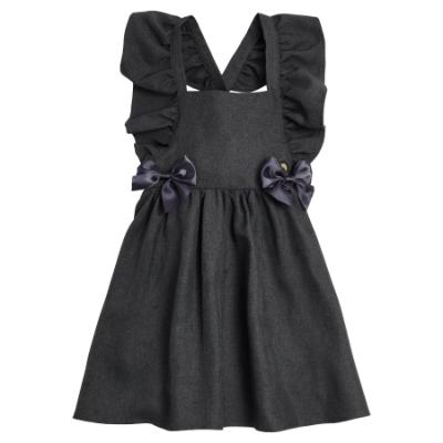 Picture of PRE ORDER Caramelo Kids Girls Frill School Pinafore With Bows - Grey