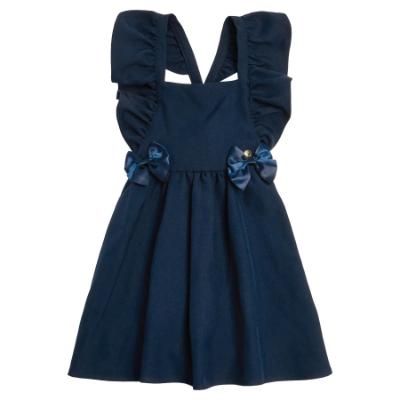 Picture of PRE ORDER Caramelo Kids Girls Frill School Pinafore With Bows - Navy