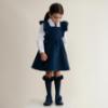 Picture of PRE ORDER Caramelo Kids Girls Frill School Pinafore With Bows - Navy