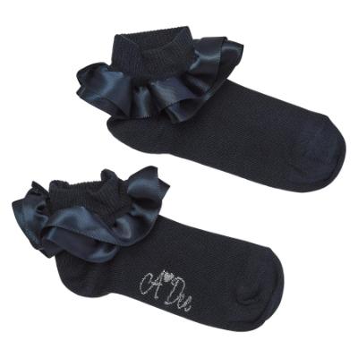 Picture of PRE ORDER A Dee BTS Pixie Satin Ruffle Ankle Sock - Navy Blue