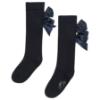 Picture of A Dee BTS Poppy Satin Bow Knee High Sock - Navy Blue