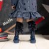 Picture of PRE ORDER A Dee BTS Poppy Satin Bow Knee High Sock - Navy Blue