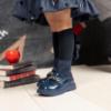 Picture of PRE ORDER A Dee BTS Poppy Satin Bow Knee High Sock - Navy Blue