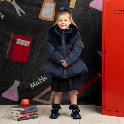 Picture of PRE ORDER A Dee BTS Amie Short Jacket Faux Fur Hood  - Navy Blue