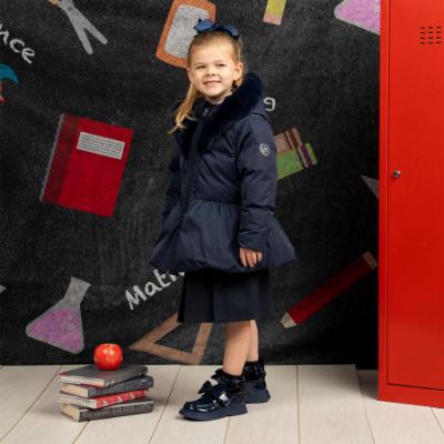 Picture of A Dee BTS Amie Short Jacket Faux Fur Hood - Navy Blue