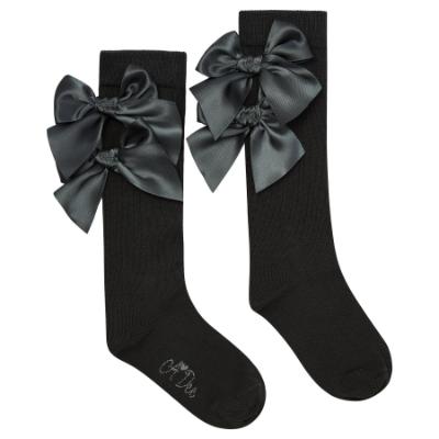 Picture of PRE ORDER A Dee BTS Poppy Satin Bow Knee High Sock - Grey