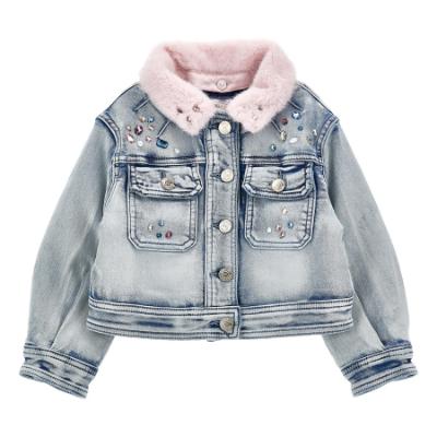 Picture of Monnalisa Girls Jewel Denim Jacket - Blue Pink