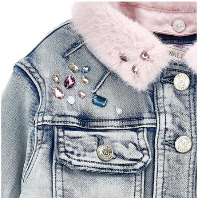 Picture of Monnalisa Girls Jewel Denim Jacket - Blue Pink
