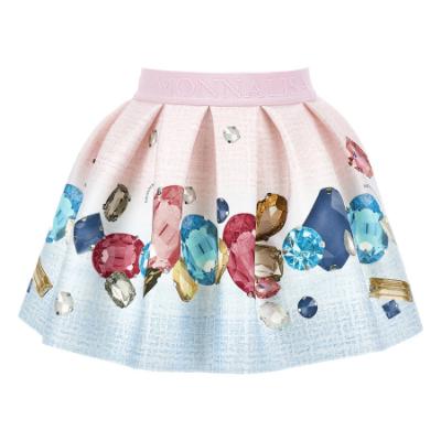 Picture of PRE ORDER Monnalisa Girls Jewel Top & Jewel Skirt Set X 2 - Ivory Blue