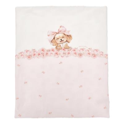 Picture of Monnalisa Bebe Girls Reversible Puppy & Bows Blanket - Pink