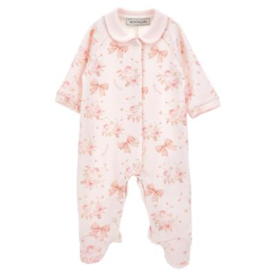 Picture of Monnalisa Bebe Girls Roses & Bows Babygrow - Pink
