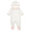 Picture of Monnalisa Bebe Girls Rose Bows Ruffle Babygrow With Hat Set - Pink