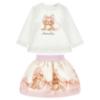 Picture of PRE ORDER Monnalisa Bebe Girls Puppy Skirt & Top Set - Ivory Pink