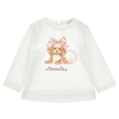 Picture of PRE ORDER Monnalisa Bebe Girls Puppy Skirt & Top Set - Ivory Pink