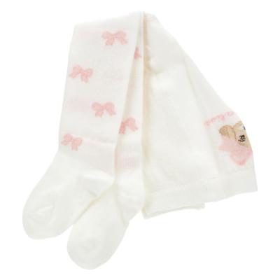 Picture of Monnalisa Bebe Girls Puppy & Bows Tights - Ivory Pink