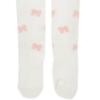 Picture of Monnalisa Bebe Girls Puppy & Bows Tights - Ivory Pink