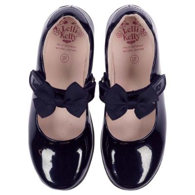 Picture of Lelli Kelly Daisy With Detachable Trim School Shoe F Fitting - Black Patent