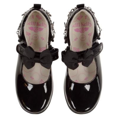 Picture of Lelli Kelly Izzy Girls School Shoe With Detachable Butterfly Bracelets - Black Patent