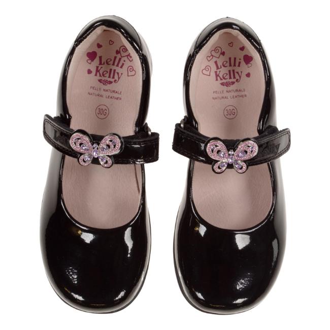 Picture of Lelli Kelly Melody 2 With Detachable Trim School Shoe G Fitting - Black Patent