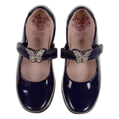 Picture of Lelli Kelly Delilah 2 With Detachable Butterfly School Shoe F Fitting - Navy Blue Patent